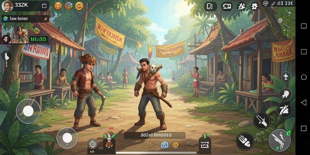 Tangkapan layar gameplay 33ZK yang menunjukkan dunia interaktif yang realistis.