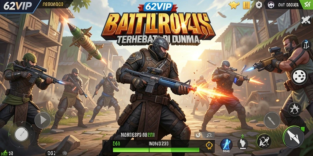 Tampilan gameplay mendebarkan dalam 62VIP Battle Royale.