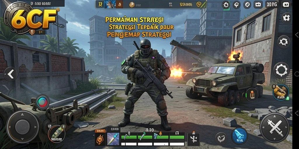 Tampilan gameplay strategis yang menarik dalam 6CF