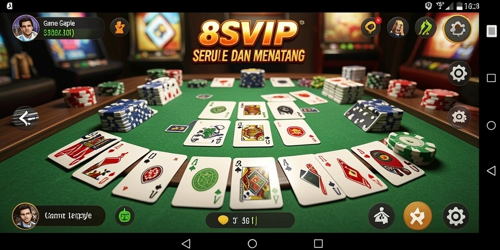 Screenshot gameplay Gaple di 8SVIP menunjukkan suasana kompetitif yang seru.