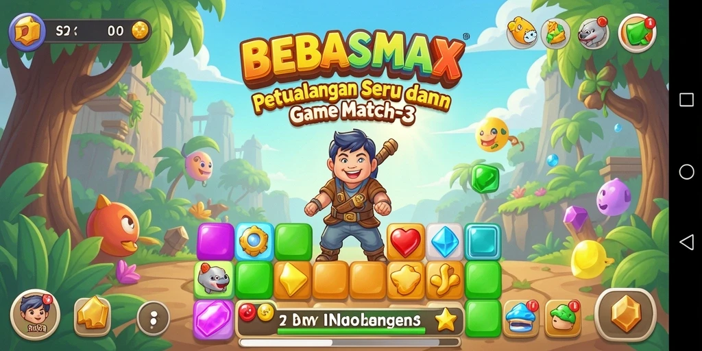 Tangkapan layar utama gameplay BEBASMAX menampilkan keseruan mencocokkan objek.