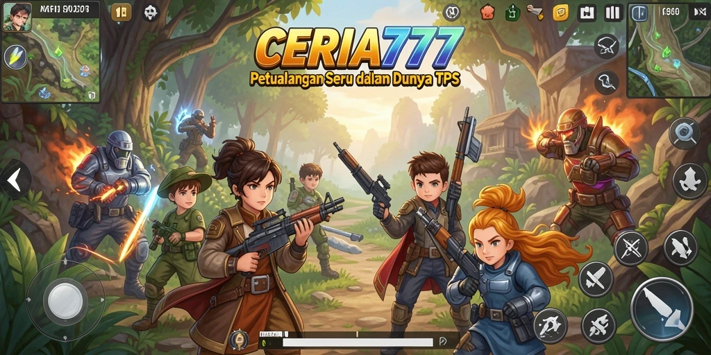 Tangkapan layar yang menunjukkan aksi seru di CERIA777 dalam mode TPS.