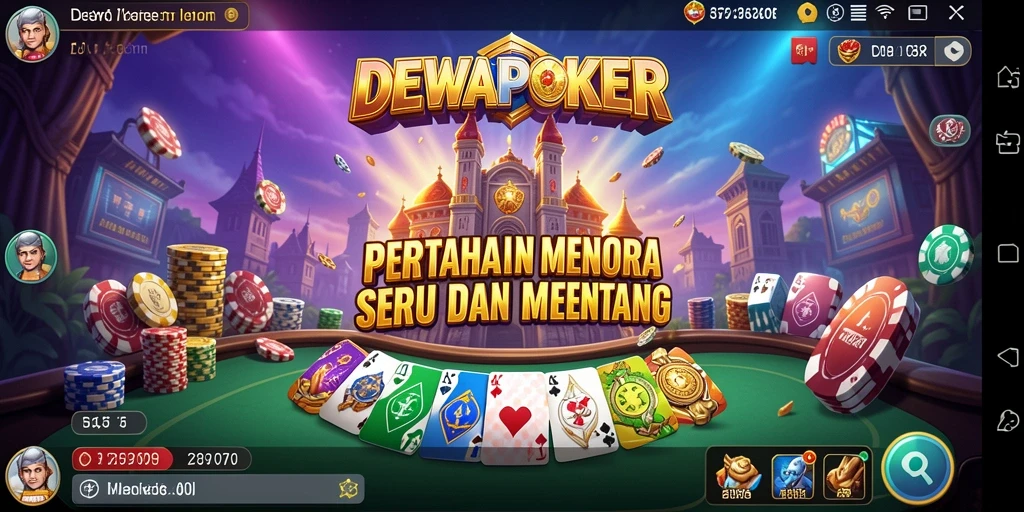 Screenshot gameplay DEWAPOKER menampilkan pertarungan menara yang seru.