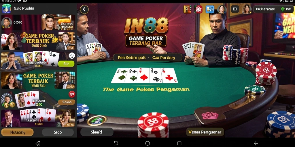 Tampilan gameplay Poker seru di IN88 dengan interaksi pemain.