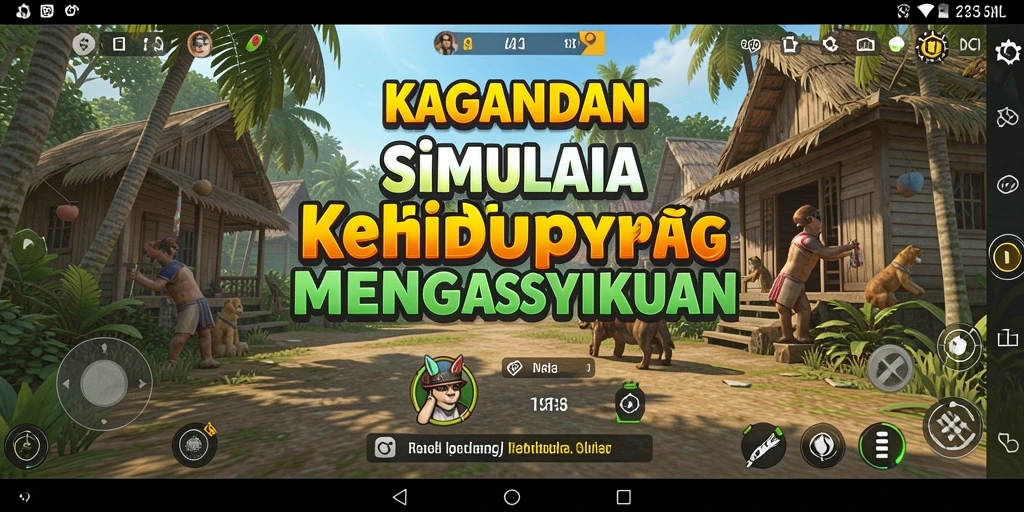 Screenshot KAGANDAN menunjukkan karakter yang berinteraksi dalam dunia simulasi.