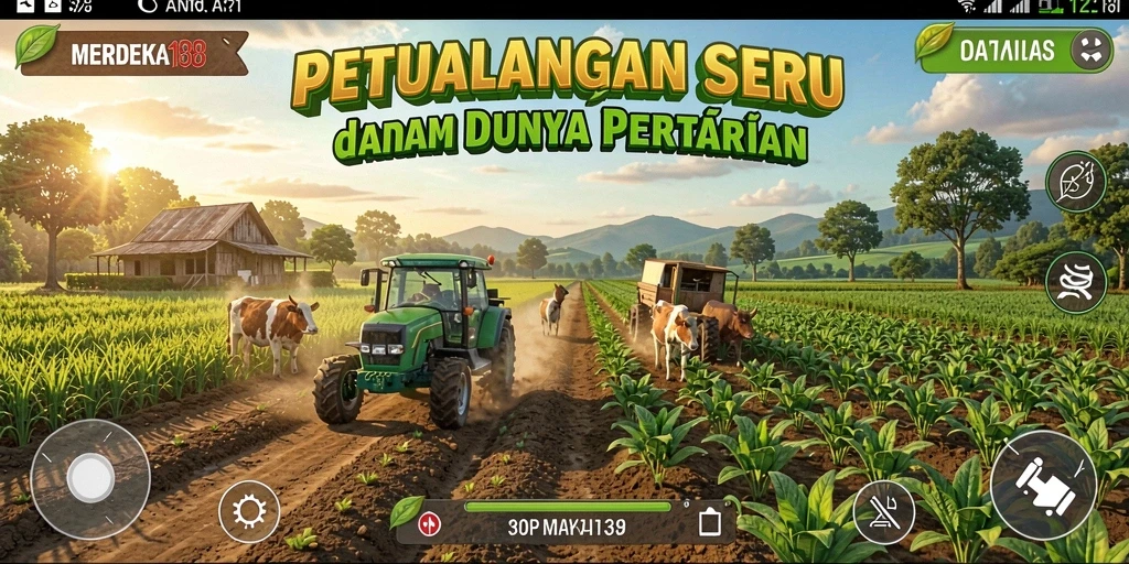 Screenshot gameplay MERDEKA138 yang menunjukkan pertanian yang subur.