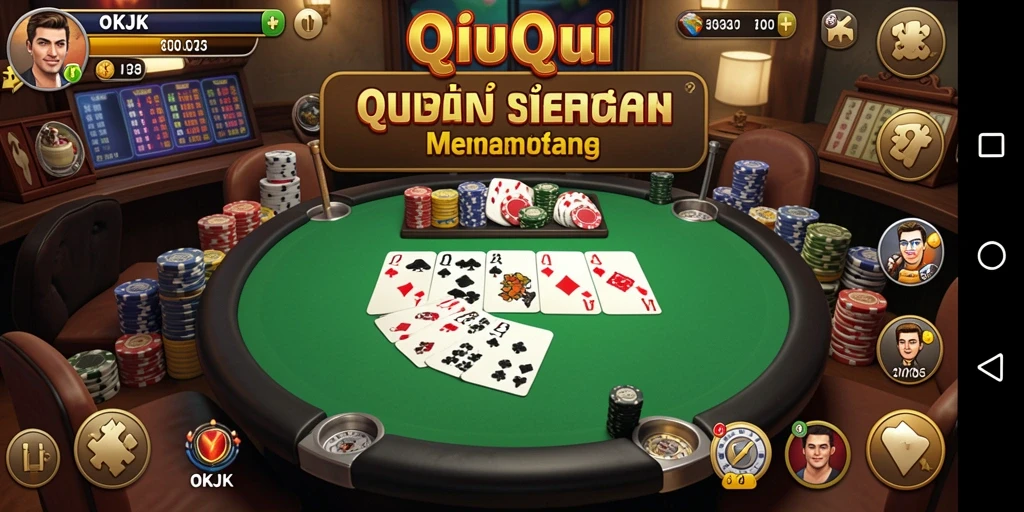 Screenshot gameplay OKJK menampilkan aksi seru permainan QiuQiu.