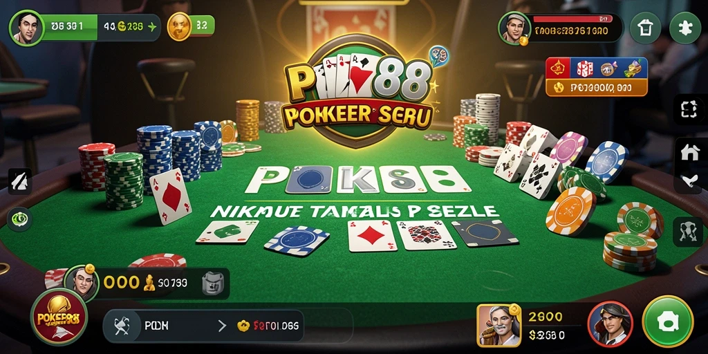 Screenshot menunjukkan gameplay dinamis dan tantangan seru POKER88.