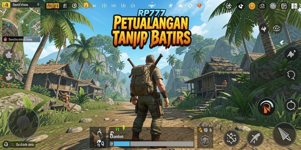 Tangkapan layar dari gameplay RP777 yang menampilkan dunia terbuka yang luas.