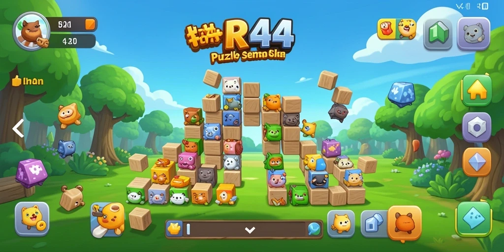 Screenshot gameplay puzzle RR44 menampilkan tantangan yang mengasyikkan.