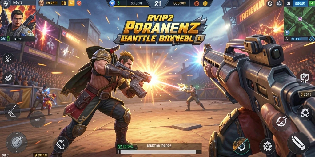 Tangkapan layar menunjukkan aksi seru gameplay Battle Royale di RVIP2.