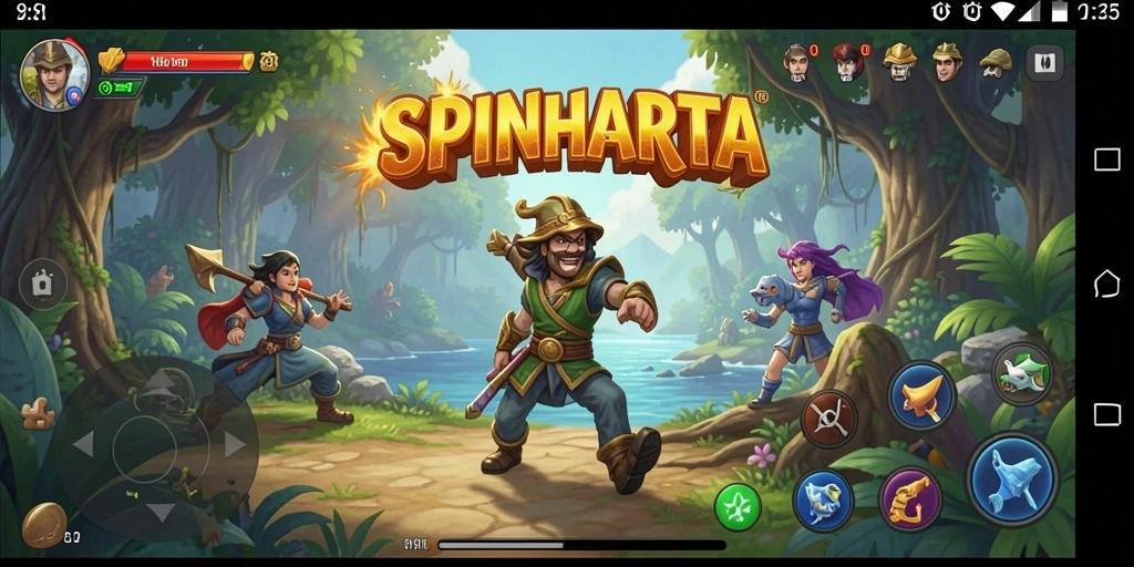 Tampilan gameplay SPINHARTA yang penuh petualangan dan tantangan.