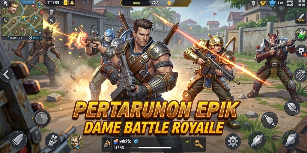 Screenshot utama TT789 menampilkan pertempuran seru dalam game Battle Royale.