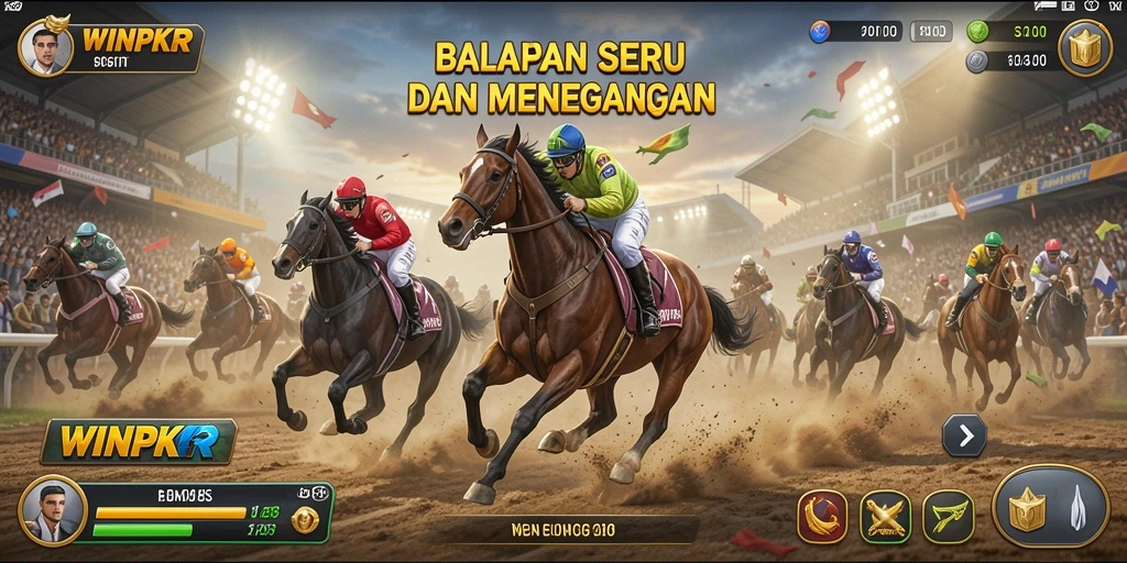 Tampilan gameplay seru dari WINPKR, balapan penuh adrenalin.